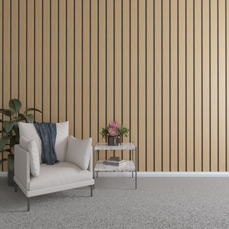 Ekena Millwork 48H x 3/8T Adjustable Wood Slat Wall Panel Kit w/ 4W Slats, Maple contains 11 Slats SWW55X48X0375MA